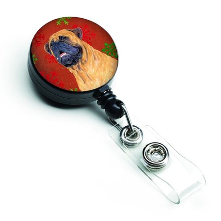 CAROLINES TREASURES Mastiff Red and Green Snowflakes Holiday Christmas Retractable Badge Reel SS4727BR